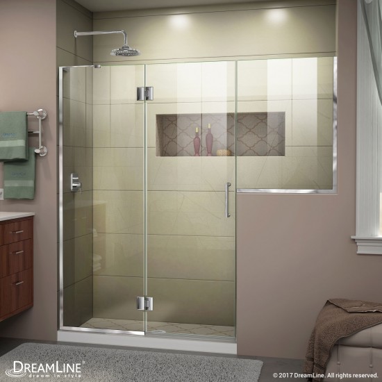 Unidoor-X 71-71 1/2 in. W x 72 in. H Frameless Hinged Shower Door in Chrome