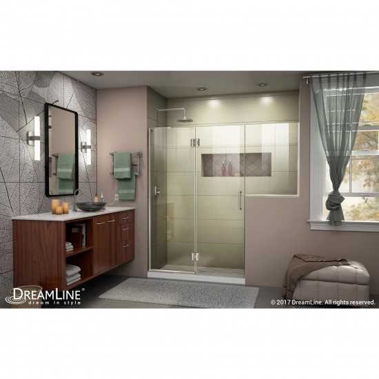 Unidoor-X 72-72 1/2 in. W x 72 in. H Frameless Hinged Shower Door in Brushed Nickel