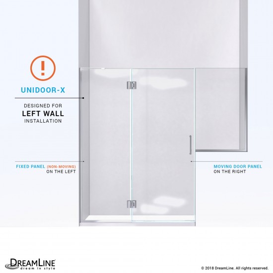 Unidoor-X 72-72 1/2 in. W x 72 in. H Frameless Hinged Shower Door in Brushed Nickel