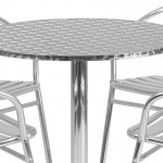 31.5'' Round Aluminum Indoor-Outdoor Table Set with 4 Slat Back Chairs