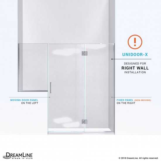 Unidoor-X 71-71 1/2 in. W x 72 in. H Frameless Hinged Shower Door in Oil Rubbed Bronze