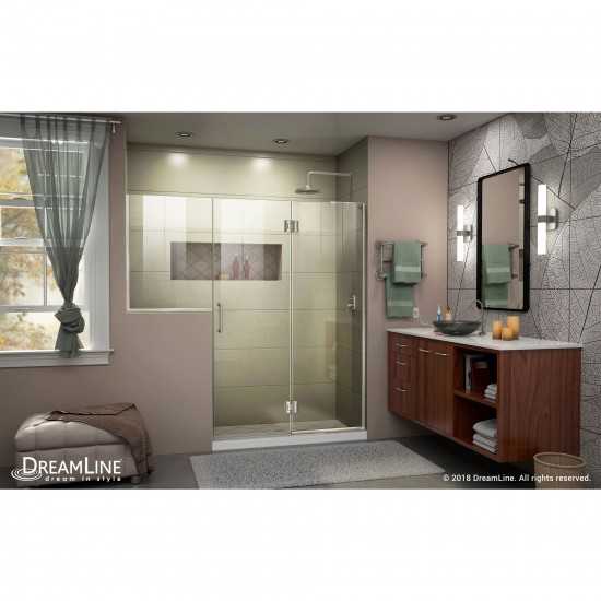 Unidoor-X 71-71 1/2 in. W x 72 in. H Frameless Hinged Shower Door in Brushed Nickel