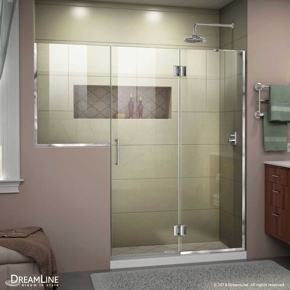 Unidoor-X 72-72 1/2 in. W x 72 in. H Frameless Hinged Shower Door in Chrome Unidoor-X 72-72 1/2 in. W x 72 in. H Frameless Hinged Shower Door in Chrome