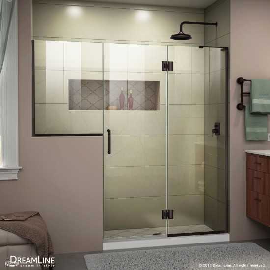 Unidoor-X 72-72 1/2 in. W x 72 in. H Frameless Hinged Shower Door in Oil Rubbed Bronze