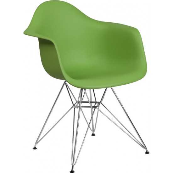 Alonza Series Green Plastic Chair with Chrome Base