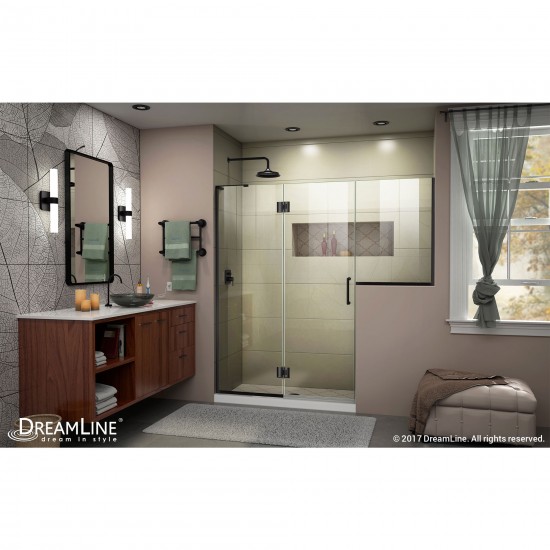 Unidoor-X 72-72 1/2 in. W x 72 in. H Frameless Hinged Shower Door in Satin Black