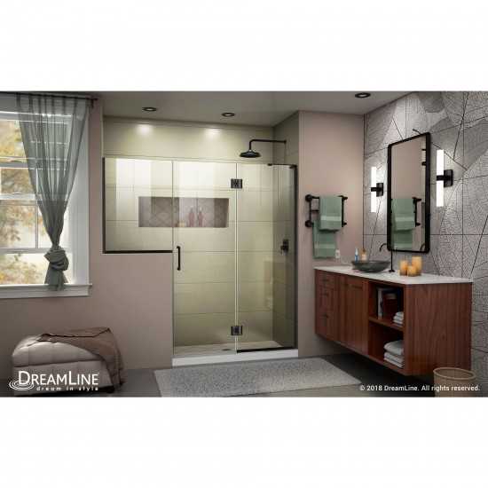 Unidoor-X 71-71 1/2 in. W x 72 in. H Frameless Hinged Shower Door in Satin Black