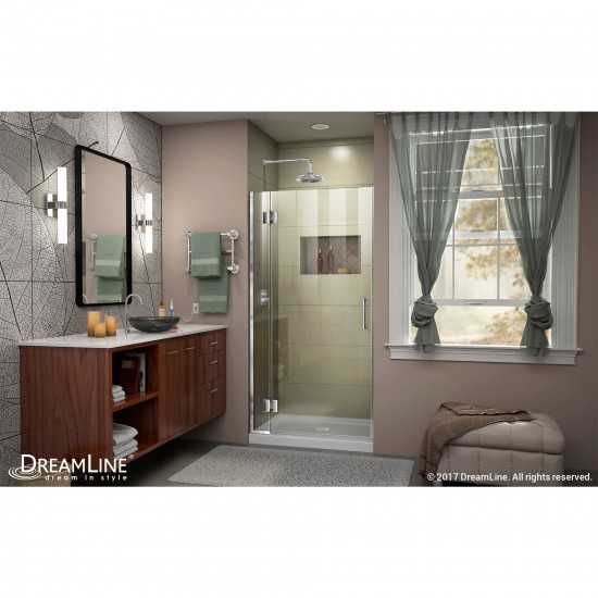 Unidoor-X 29 in. W x 72 in. H Frameless Hinged Shower Door in Chrome