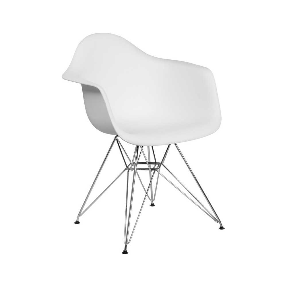 Alonza Series White Plastic Chair with Chrome Base Alonza Series White Plastic Chair with Chrome Base
