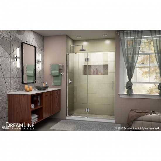 Unidoor-X 52 in. W x 72 in. H Frameless Hinged Shower Door in Chrome