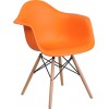 Alonza Series Orange Plastic Chair with Wooden Legs