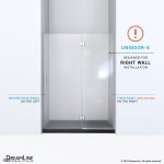 Unidoor-X 49 in. W x 72 in. H Frameless Hinged Shower Door in Brushed Nickel