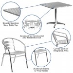 31.5'' Square Aluminum Indoor-Outdoor Table Set with 4 Slat Back Chairs