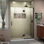 Unidoor-X 48 in. W x 72 in. H Frameless Hinged Shower Door in Satin Black