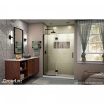 Unidoor-X 50 in. W x 72 in. H Frameless Hinged Shower Door in Satin Black