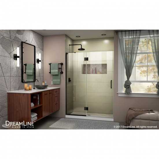 Unidoor-X 50 in. W x 72 in. H Frameless Hinged Shower Door in Satin Black