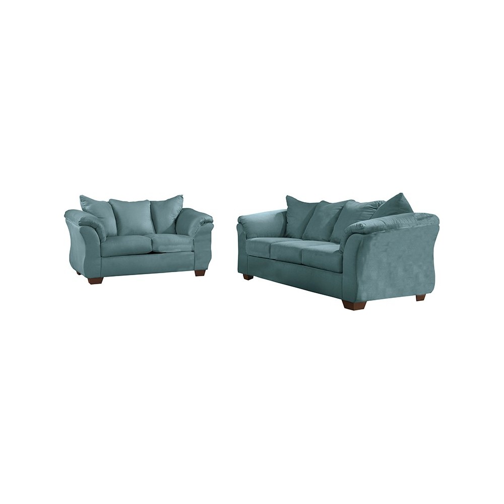 Signature Design by Ashley Darcy Living Room Set in Sky Microfiber