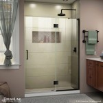 Unidoor-X 51 in. W x 72 in. H Frameless Hinged Shower Door in Satin Black