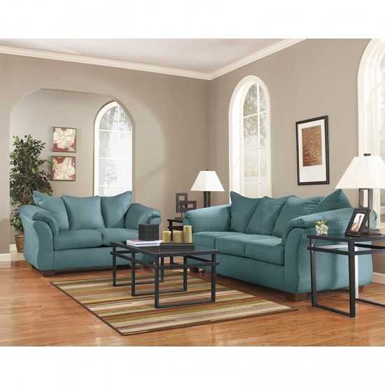 Signature Design by Ashley Darcy Living Room Set in Sky Microfiber