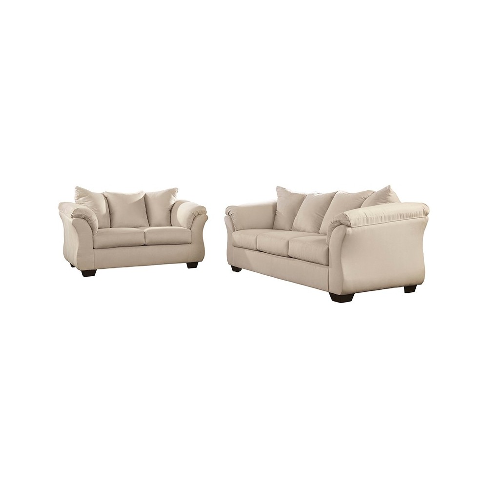 Signature Design by Ashley Darcy Living Room Set in Stone Microfiber