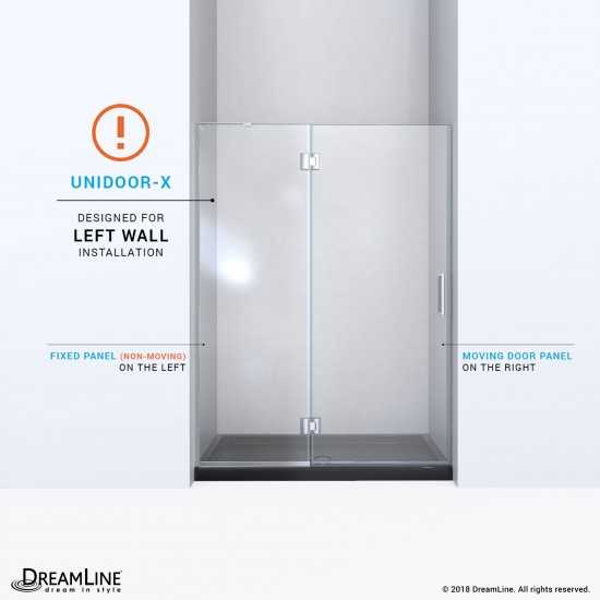 Unidoor-X 52 in. W x 72 in. H Frameless Hinged Shower Door in Satin Black