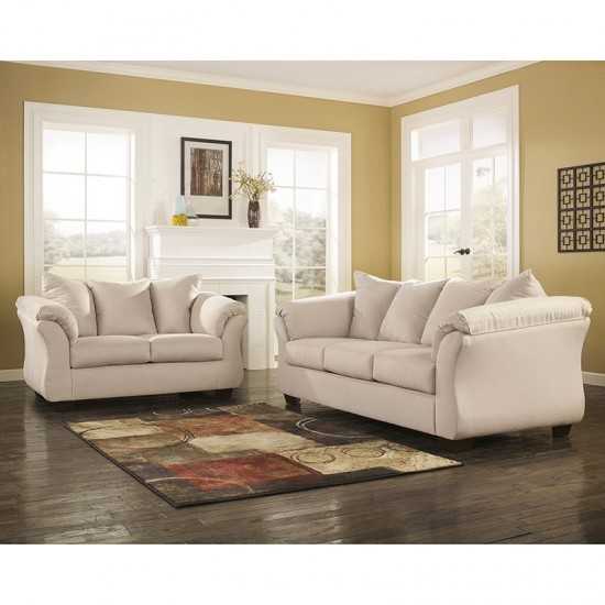 Signature Design by Ashley Darcy Living Room Set in Stone Microfiber