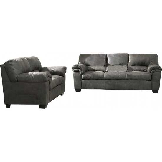 Signature Design by Ashley Bladen Living Room Set in Slate Faux Leather