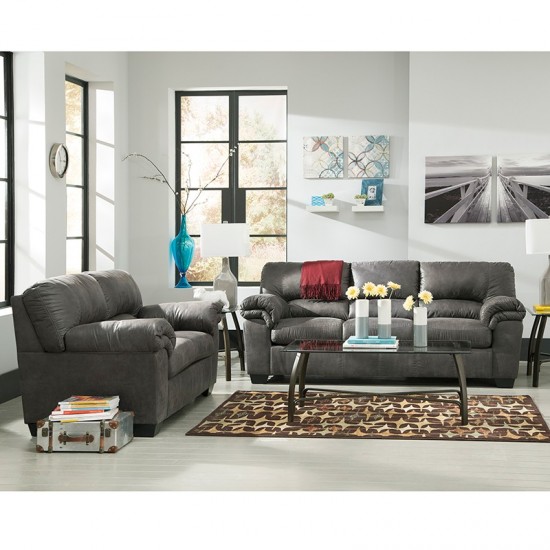 Signature Design by Ashley Bladen Living Room Set in Slate Faux Leather