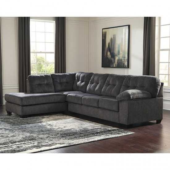 Signature Design by Ashley Accrington 2-Piece Right Side Facing Sofa Sectional in Granite Microfiber