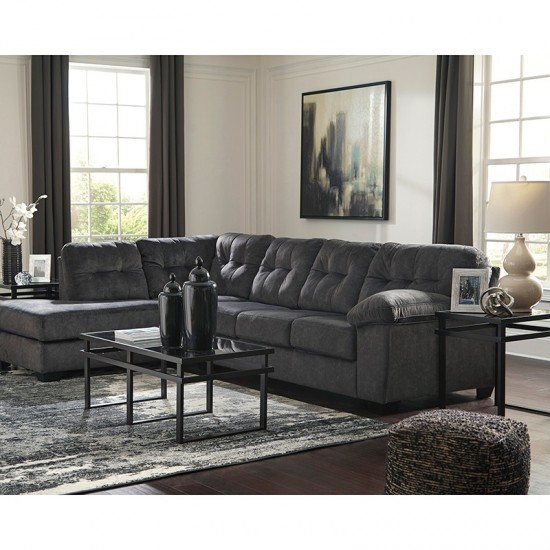 Signature Design by Ashley Accrington 2-Piece Right Side Facing Sofa Sectional in Granite Microfiber