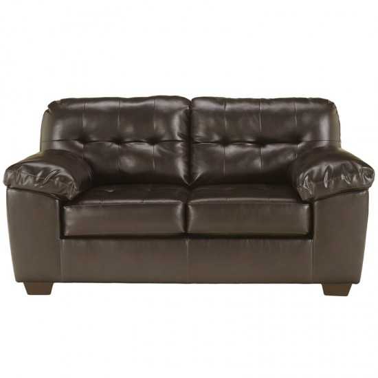 Signature Design by Ashley Alliston Loveseat in Chocolate Faux Leather