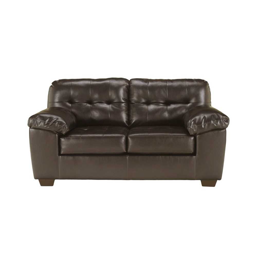 Signature Design by Ashley Alliston Loveseat in Chocolate Faux Leather