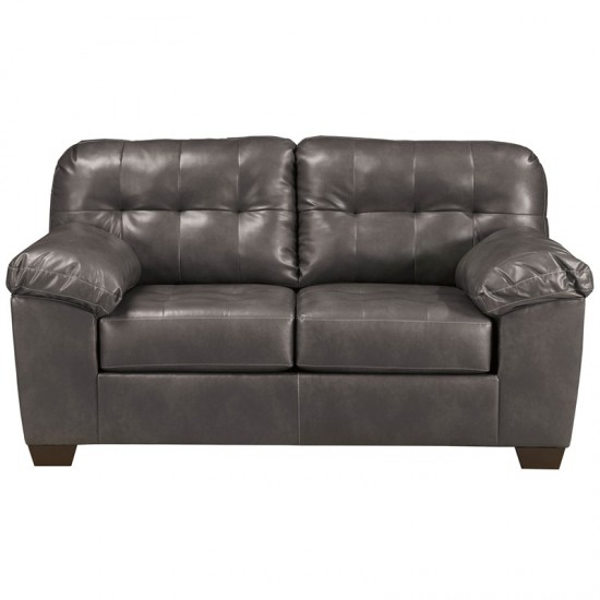 Signature Design by Ashley Alliston Loveseat in Gray Faux Leather
