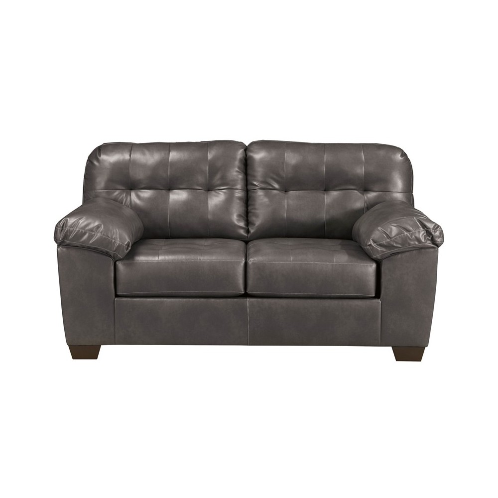 Signature Design by Ashley Alliston Loveseat in Gray Faux Leather