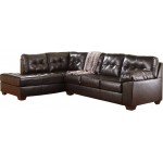 Signature Design by Ashley Alliston with Left Side Facing Chaise Sectional in Chocolate Faux Leather