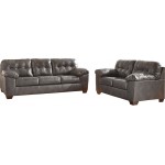 Signature Design by Ashley Alliston Living Room Set in Gray Faux Leather