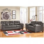 Signature Design by Ashley Alliston Living Room Set in Gray Faux Leather