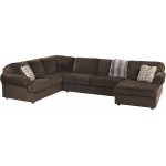 Signature Design by Ashley Jessa Place 3-Piece Left Side Facing Sofa Sectional in Chocolate Fabric