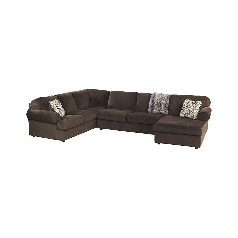 Signature Design by Ashley Jessa Place 3-Piece Left Side Facing Sofa Sectional in Chocolate Fabric