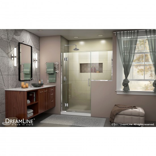 Unidoor-X 66-66 1/2 in. W x 72 in. H Frameless Hinged Shower Door in Chrome