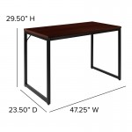 Modern Commercial Grade Desk Industrial Style Computer Desk Sturdy Home Office Desk - 47" Length-Mahogany