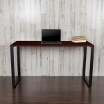 Modern Commercial Grade Desk Industrial Style Computer Desk Sturdy Home Office Desk - 55" Length-Mahogany