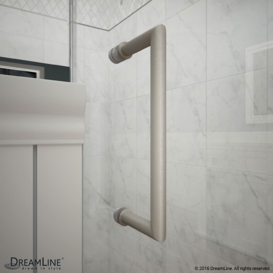 Unidoor-X 66-66 1/2 in. W x 72 in. H Frameless Hinged Shower Door in Brushed Nickel