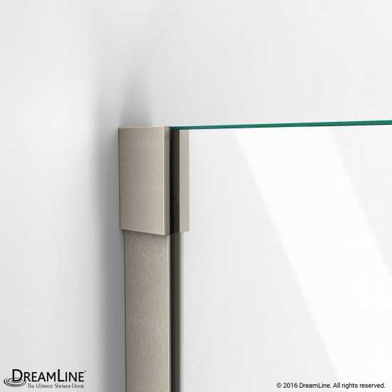 Unidoor-X 66-66 1/2 in. W x 72 in. H Frameless Hinged Shower Door in Brushed Nickel