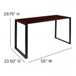 Modern Commercial Grade Desk Industrial Style Computer Desk Sturdy Home Office Desk - 55" Length-Mahogany