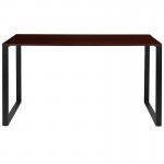 Modern Commercial Grade Desk Industrial Style Computer Desk Sturdy Home Office Desk - 55" Length-Mahogany