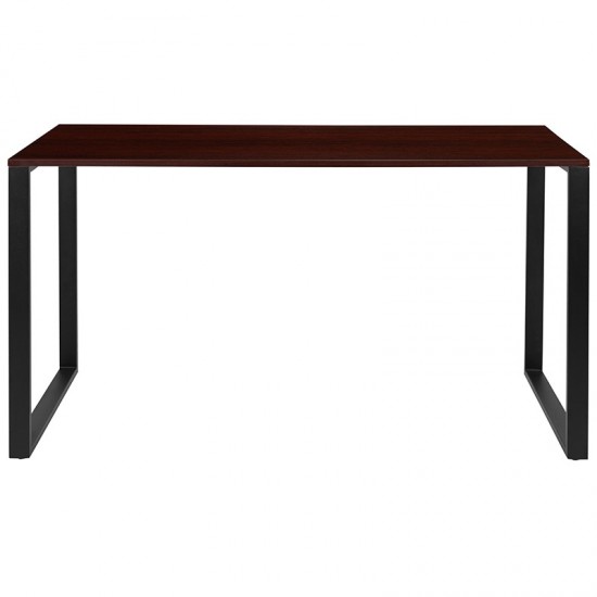 Modern Commercial Grade Desk Industrial Style Computer Desk Sturdy Home Office Desk - 55" Length-Mahogany