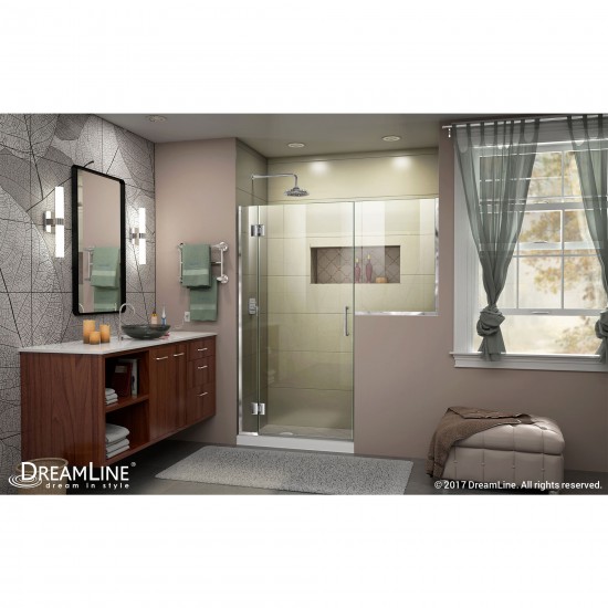 Unidoor-X 67-67 1/2 in. W x 72 in. H Frameless Hinged Shower Door in Chrome