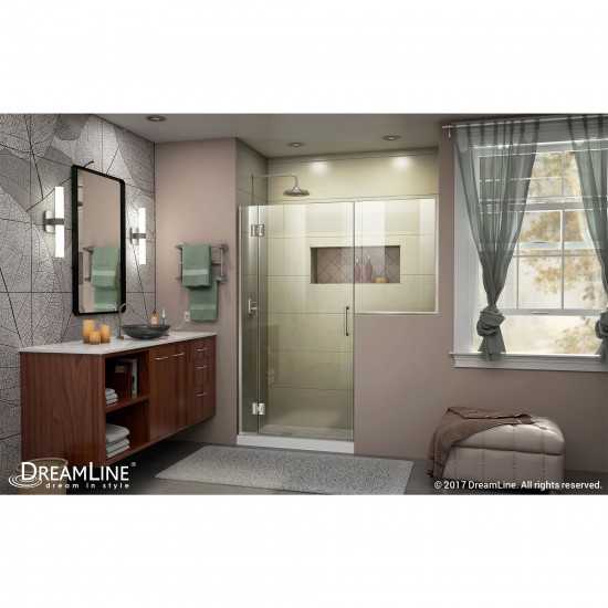 Unidoor-X 70-70 1/2 in. W x 72 in. H Frameless Hinged Shower Door in Brushed Nickel