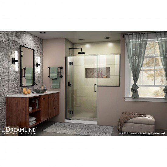 Unidoor-X 65-65 1/2 in. W x 72 in. H Frameless Hinged Shower Door in Satin Black